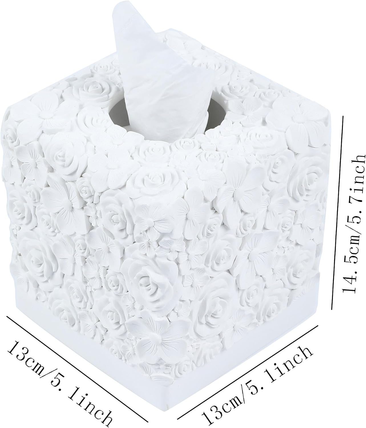 Hymmah Modern Square Tissue Box Cover Holder,Bathroom Accessories Decor Unique Design Tissue Box Cover for Bathroom Vanity Counter Tops Also Great for Bedrooms and Living Rooms image 2