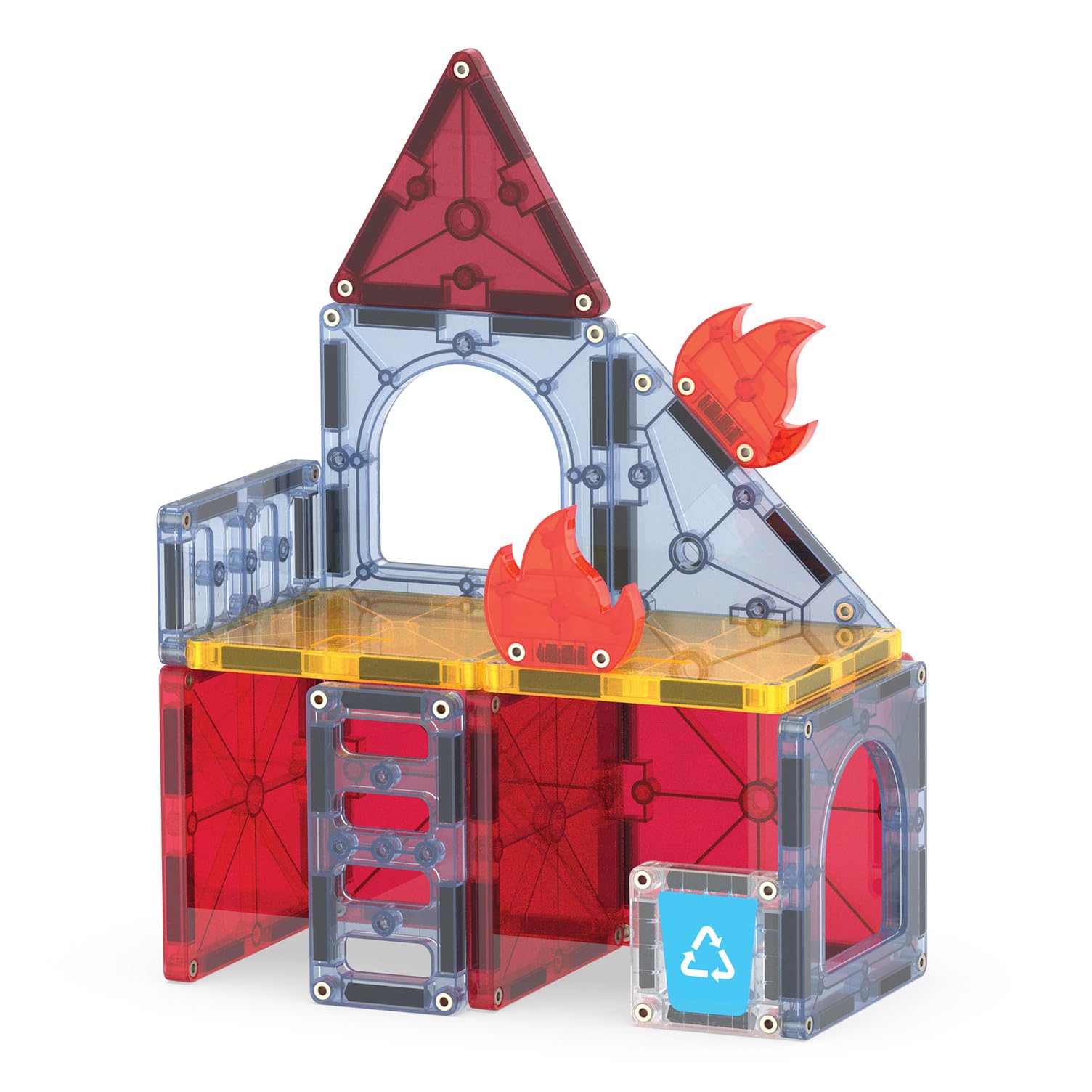 MAGNA-TILES Fire Rescue 27-Piece Magnetic Construction Set, The Original Magnetic Building Brand