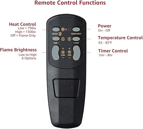 Miniatura 5 de FLAME&SHADE Insertar chimenea eléctrica, 28 pulgadas de ancho, calentador de habitación portátil independiente con temporizador, termostato digital