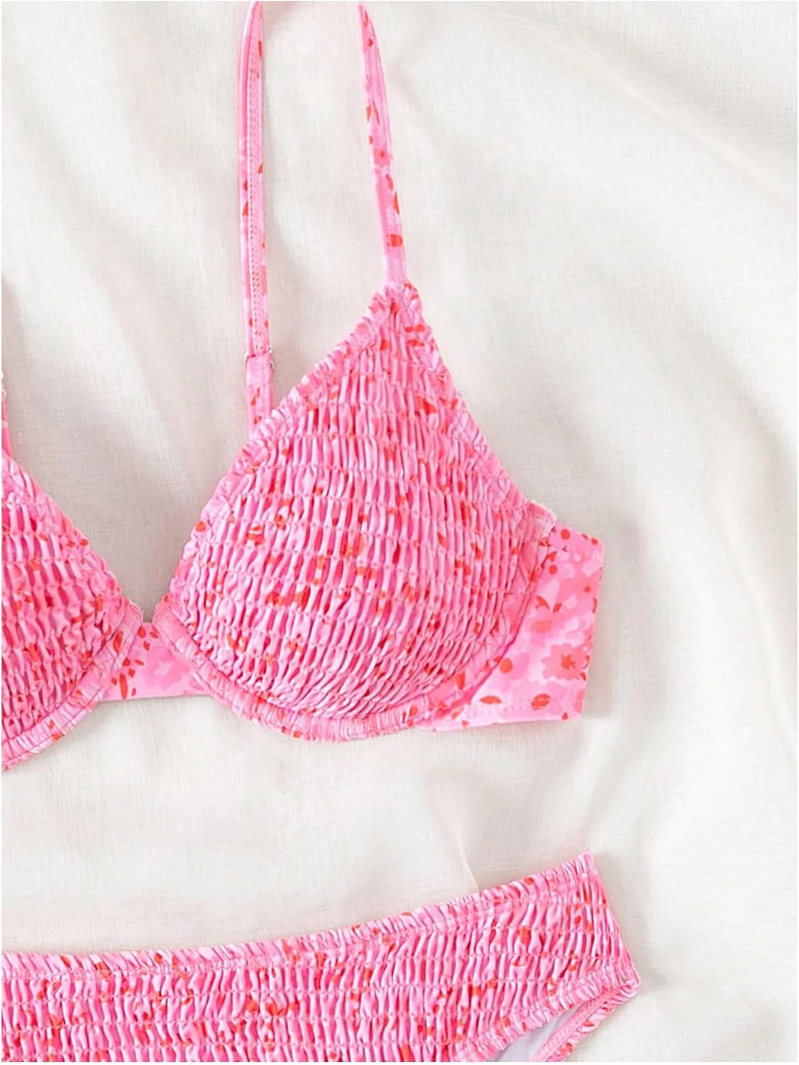 SweatyRocks Women's 2 Piece Bikini Sets Ditsy Floral Spaghetti Strap Swimsuit High Cut Bathing Suit - Image 3