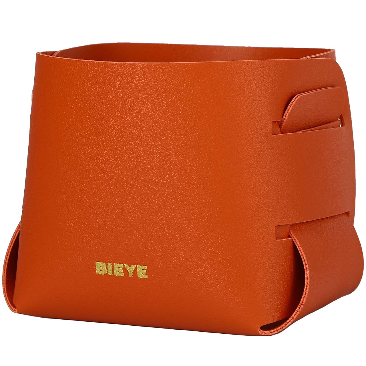 Organiseur de bureau pliable cuir orange pour bijoux et stylos