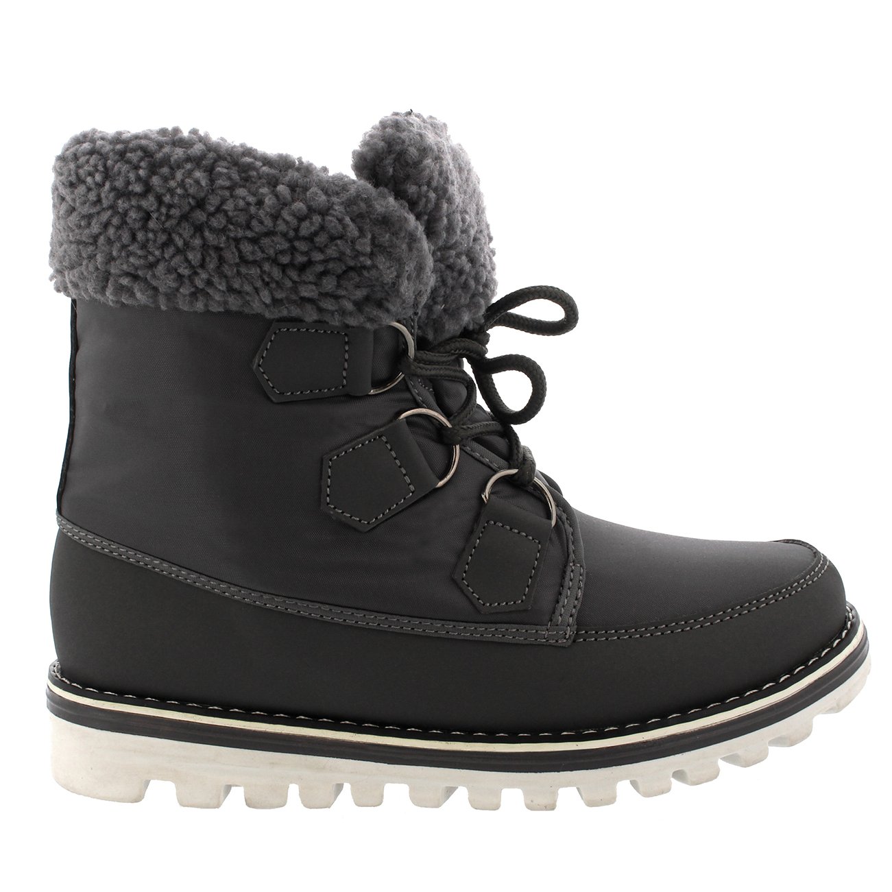 Polar Boot Womens Fleece Lined Snow Winter Waterproof Hiking Durable Ankle Boots - Grey Textile - UK7/EU40 - YC0496