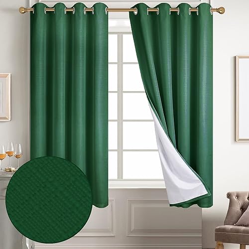 Miniatura 108 de Diraysid Cortinas 100% opacas de lino blanco para dormitorio, con ojales, aislamiento térmico, cortinas de oscurecimiento de habitación (2 paneles,