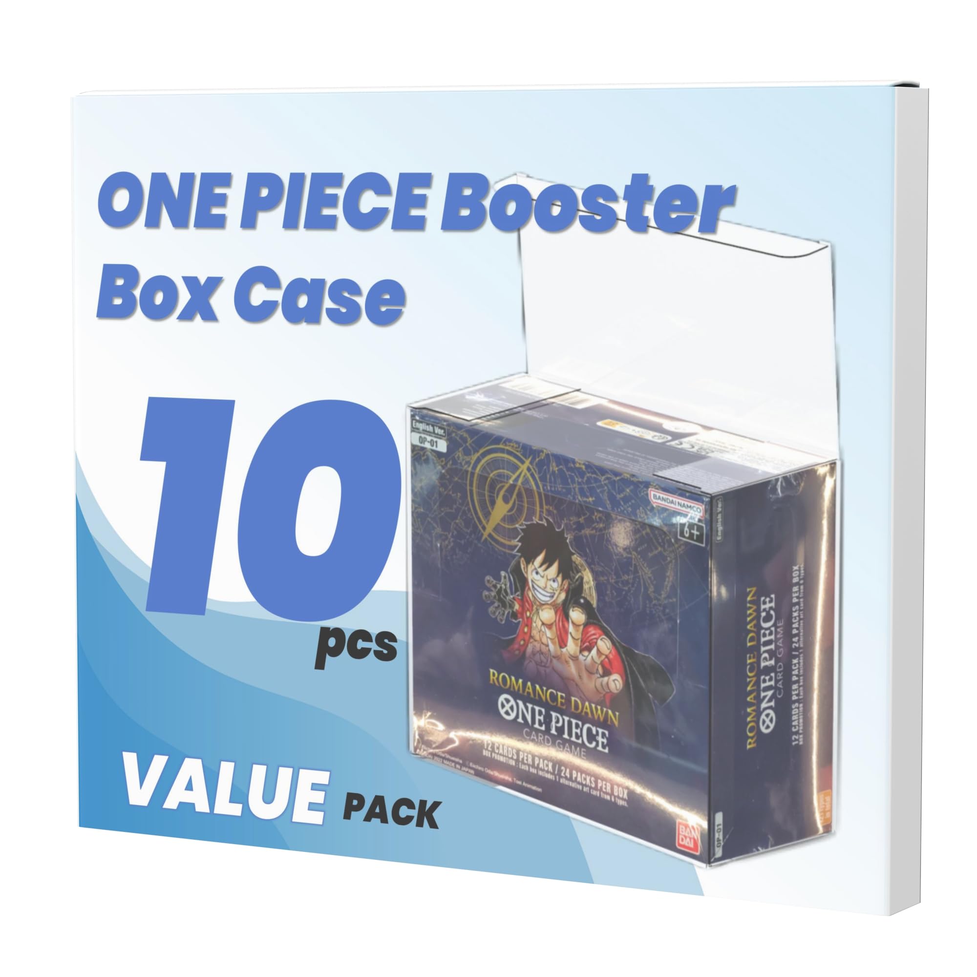pet opcg booster protectors for one piece card game 10 pack - 050mm thick clear one piece tcg booster display box - suits op01op03op04op05op06 protector case