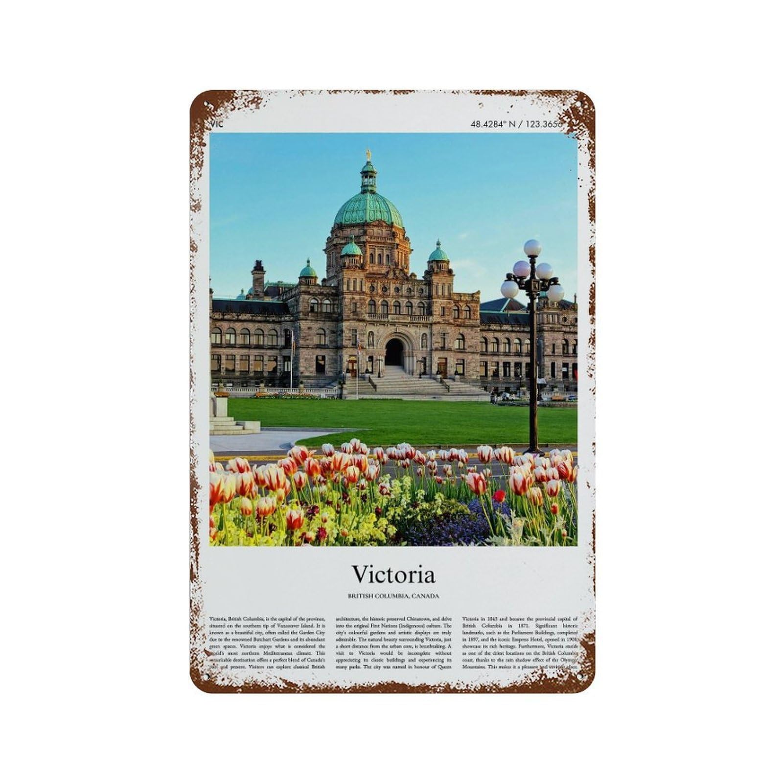 xiaoxiaoshen Victoria British Columbia, Canada City Scenery Wall Decor Art Metal Tin Poster Modern Home Decor Art Home Bar Shop Decorations Vintage Sign 30x20cm