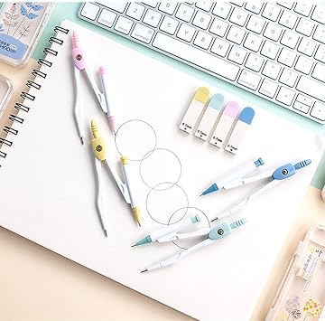 Math Compass Metal Drawing Compass with 0.7mm Lead Refill Math Geometry Tools for Circles School Supplies Cute Stationery Set for Students Compass Set (Color : C)