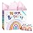 LaRibbons 13 Large Rainbow Birthday Gift Bag with Tissue Paper and Greeting Card, Pink with Holographic Design, Perfect for Girls and Kids Birthday