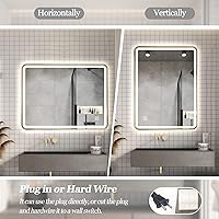 Vista 5 de Espejo de baño LED, espejo rectangular de 36 x 24 pulgadas, espejo de pared antivaho con luz cálida / natural / blanca ajustable de 3 colores, 6000