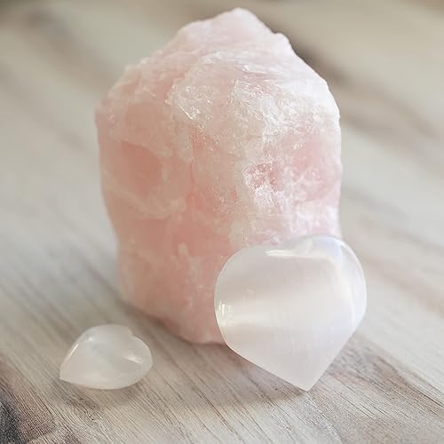 Miniatura 8 de Wish Well Selenita - 2 piedras de palmera de corazón  2.5 pulgadas y 1.50 pulgadas  Minadas y fabricadas en Marruecos  Ideal para limpieza,