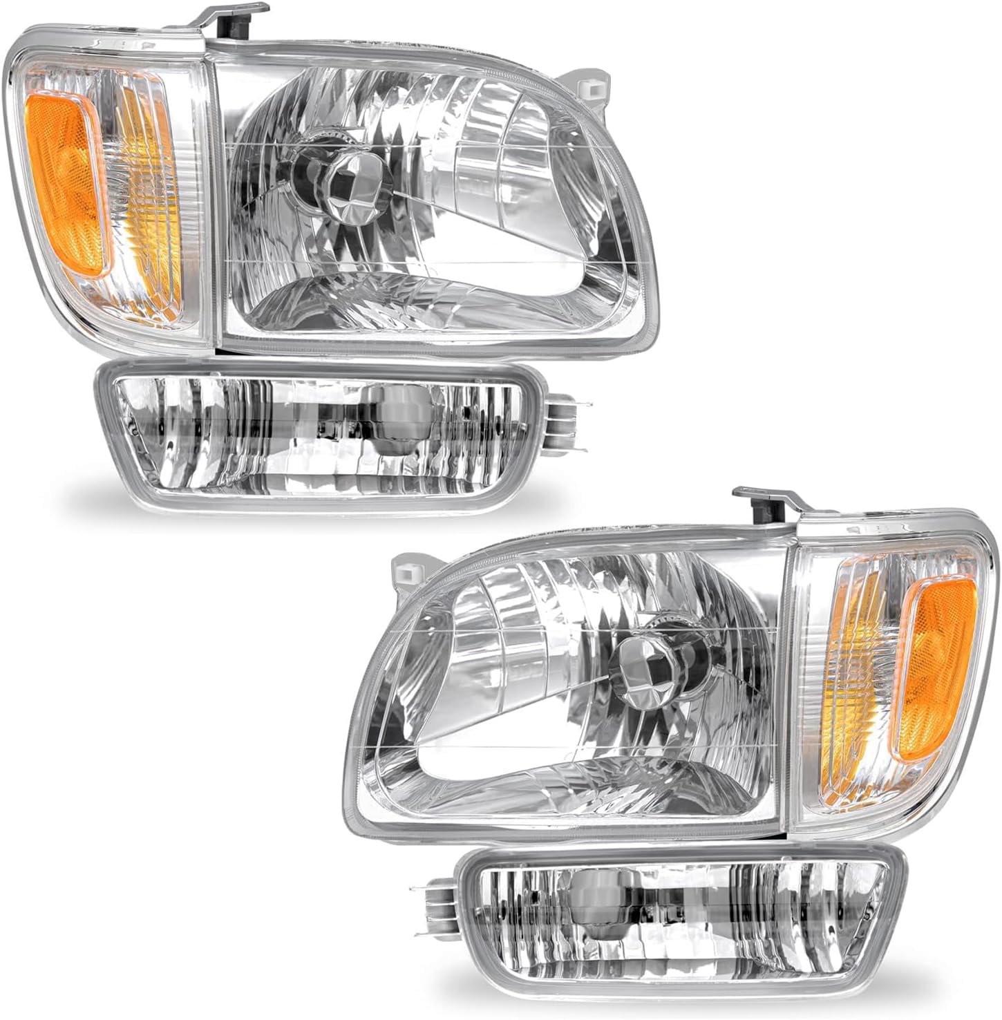 WEELMOTO for 2001-2004 Toyota Tacoma Headlights Assembly Replacement for 01 02 03 04 Tacoma Headlight+Corner Parking Signal Lights+Bumper Light