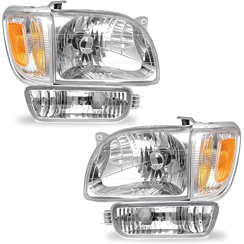 WEELMOTO for 2001-2004 Toyota Tacoma Headlights Assembly Replacement for 01 02 03 04 Tacoma Headlight+Corner Parking Signal Lights+Bumper Light