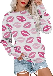 Valentine's Day Long Sleeve Blouse Casual Top V-Neck Off Shoulder T-Shirt Plain Long Sleeves Tunic Blouse Tops Casual Basic Blouse T-Shirt Women's Round Neck Basic Long Sleeve