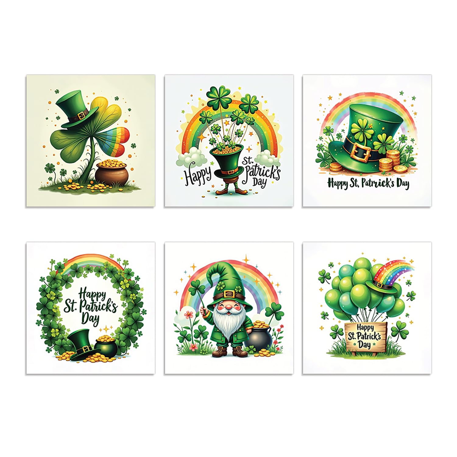 Papa Prints Pack of 12 St Patrick Day Card Kids St Patrick's Day Cards (100 x 100 mm) St Patricks Day Cards Pack With Envelopes