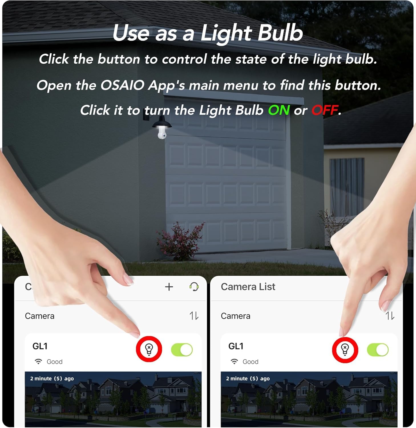 GNCC Telecamera 2K Lampadina WiFi per E27/E26, Compatibile con 2,4 GHz | Visione Notturna a Colori, Rilevamento Umano e Tracciamento, Installazione Facile, Notifiche Instant, Archiviazione Cloud