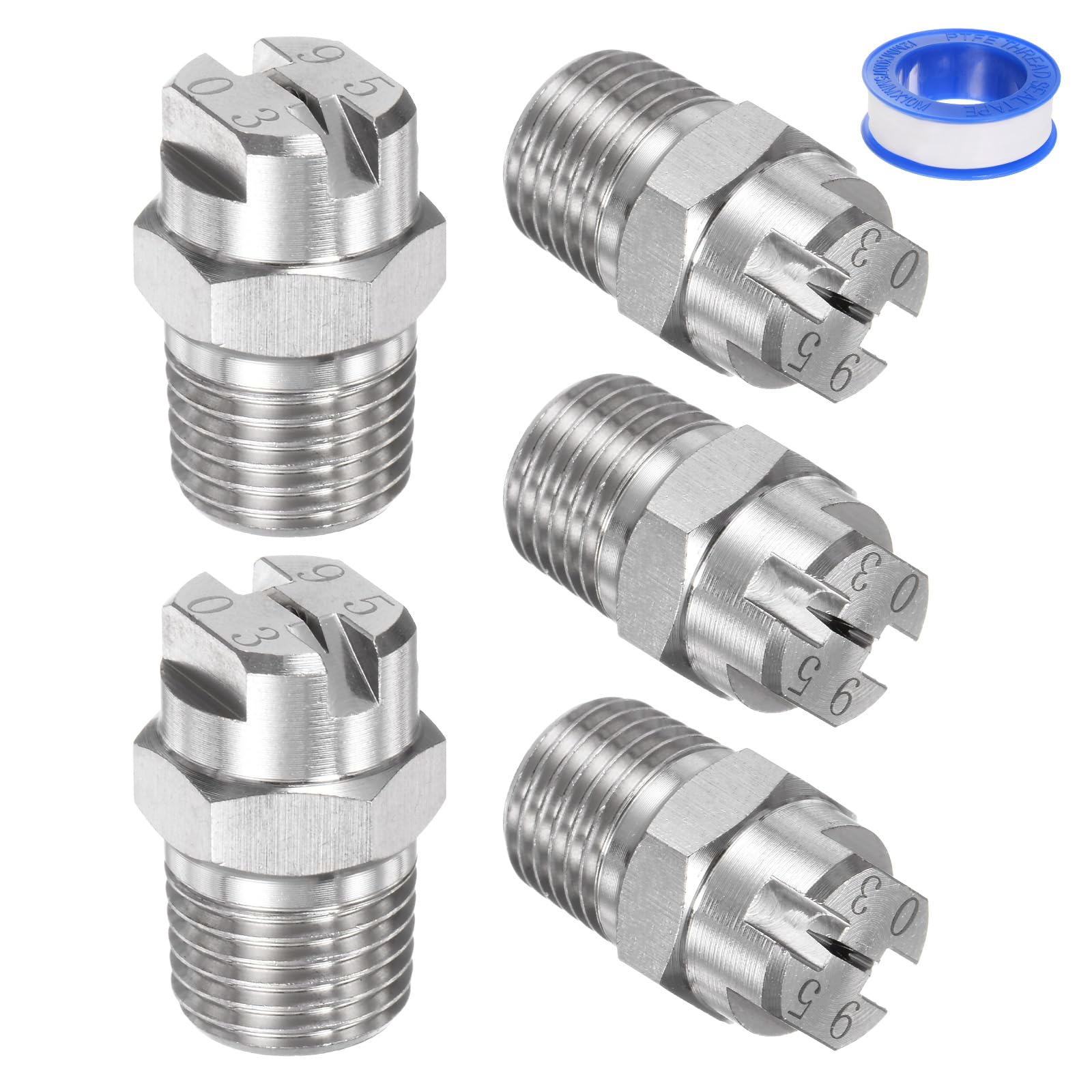 Buse de pulvérisation jet plat pour nettoyeur haute pression acier inoxydable 1/4 BSPT 95° x5