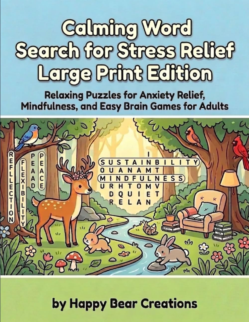 Calming Word Search for Stress Relief: Relaxing Puzzles for Anxiety Relief, Mindfulness, and Easy Brain Games for Adults
