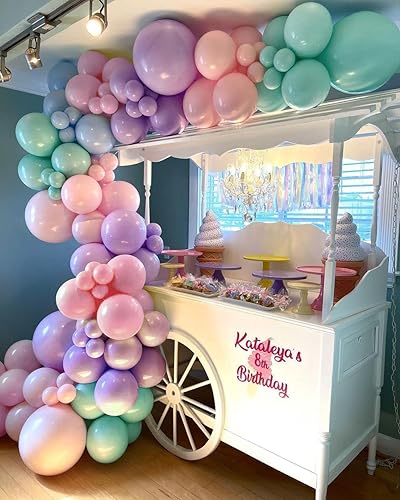 Vista 60 de Guirnalda de globos de color rosa pastel de doble relleno, globos de látex rosa claro, diferentes tamaños, 18/12/5 pulgadas, kit de globos de Rosa