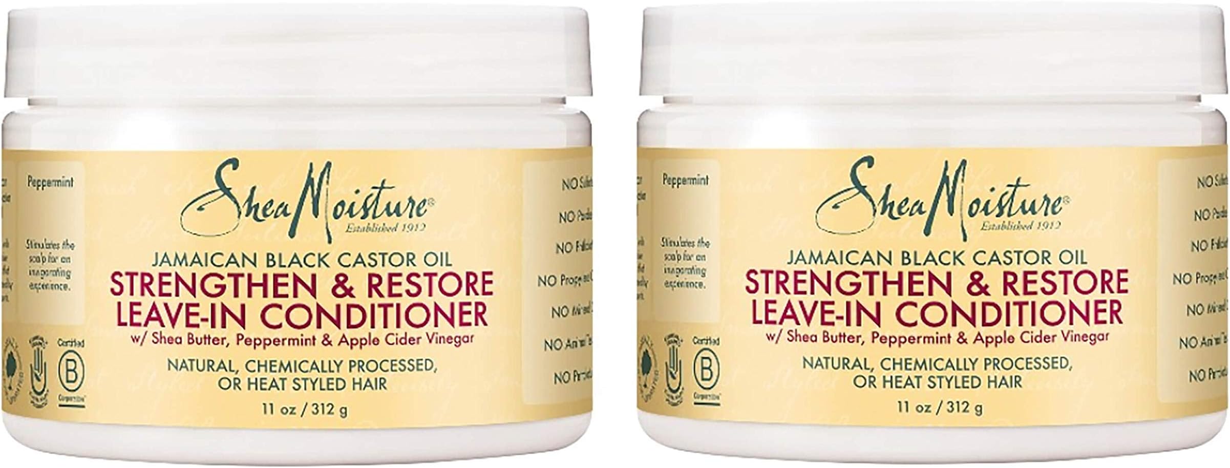 Shea Moisture Jamaican Black Castor Oil Strengthen, Grow & Restore Leave-In Conditioner 12oz, 312gm Pack of 2