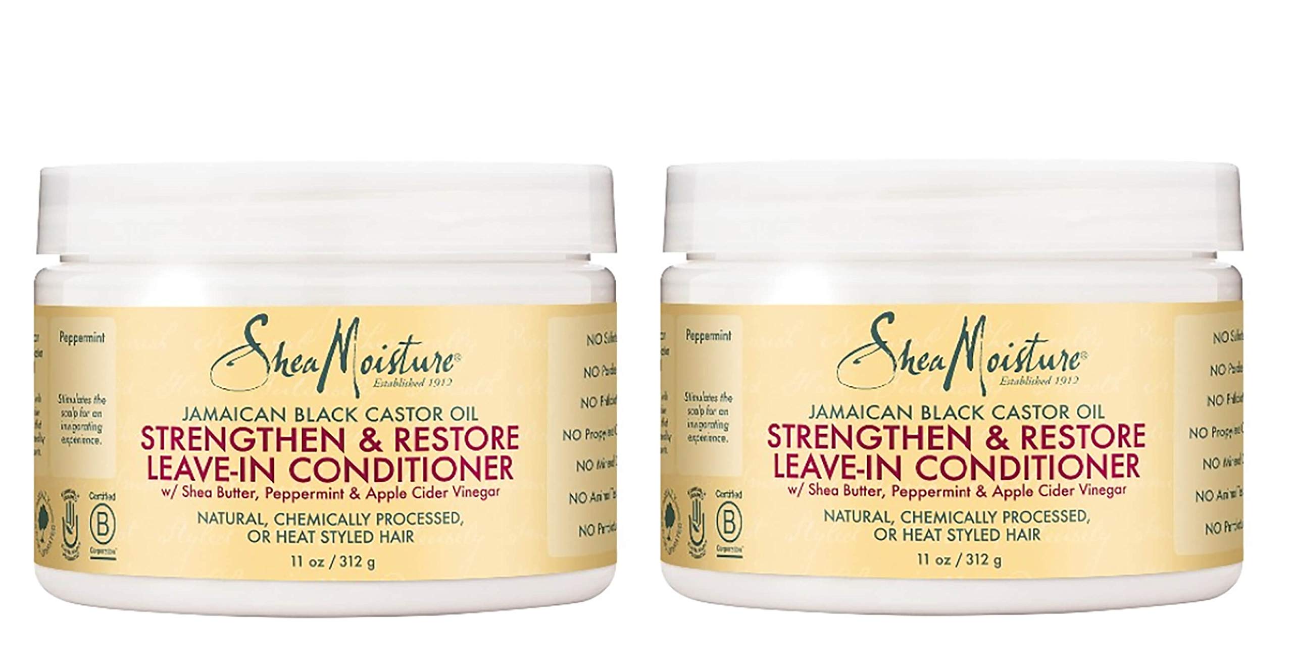 Shea Moisture Jamaican Black Castor Oil Strengthen, Grow & Restore Leave-In Conditioner 12oz, 312gm Pack of 2