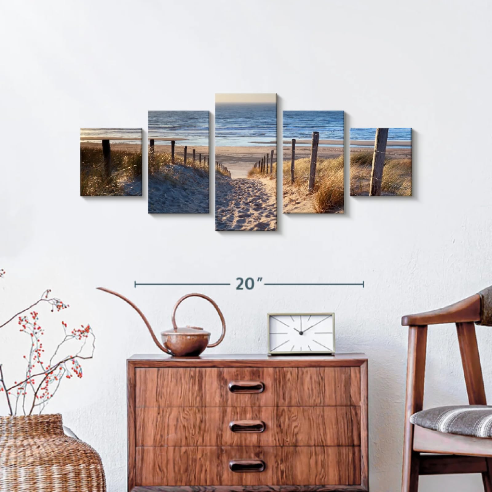 ZQSYFEWET Cuadros Decoracion Dormitorios 5 Cuadros en Lienzo Laminas Decorativas Pared Camino a la playa del mar del Norte Cuadros Decoracion Salon Modernos Hogar Regalo Marco 150x80CM