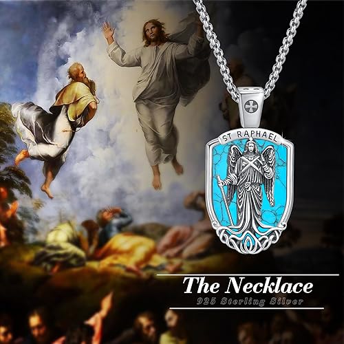 Vista 153 de Collar con colgante de plata de ley 925 con medalla de San Patrón, joyería religiosa para hombres y mujeres, con cadena de acero inoxidable 316L