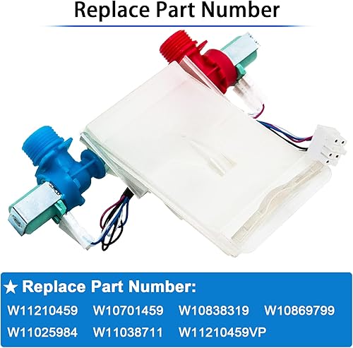 Miniatura 4 de W11210459 W10869799 Washer Water Inlet Valve Compatible with Whirlpool Kenmore May-tag Crosley Amana Inglis, Replacement for W10701459, W11025984,