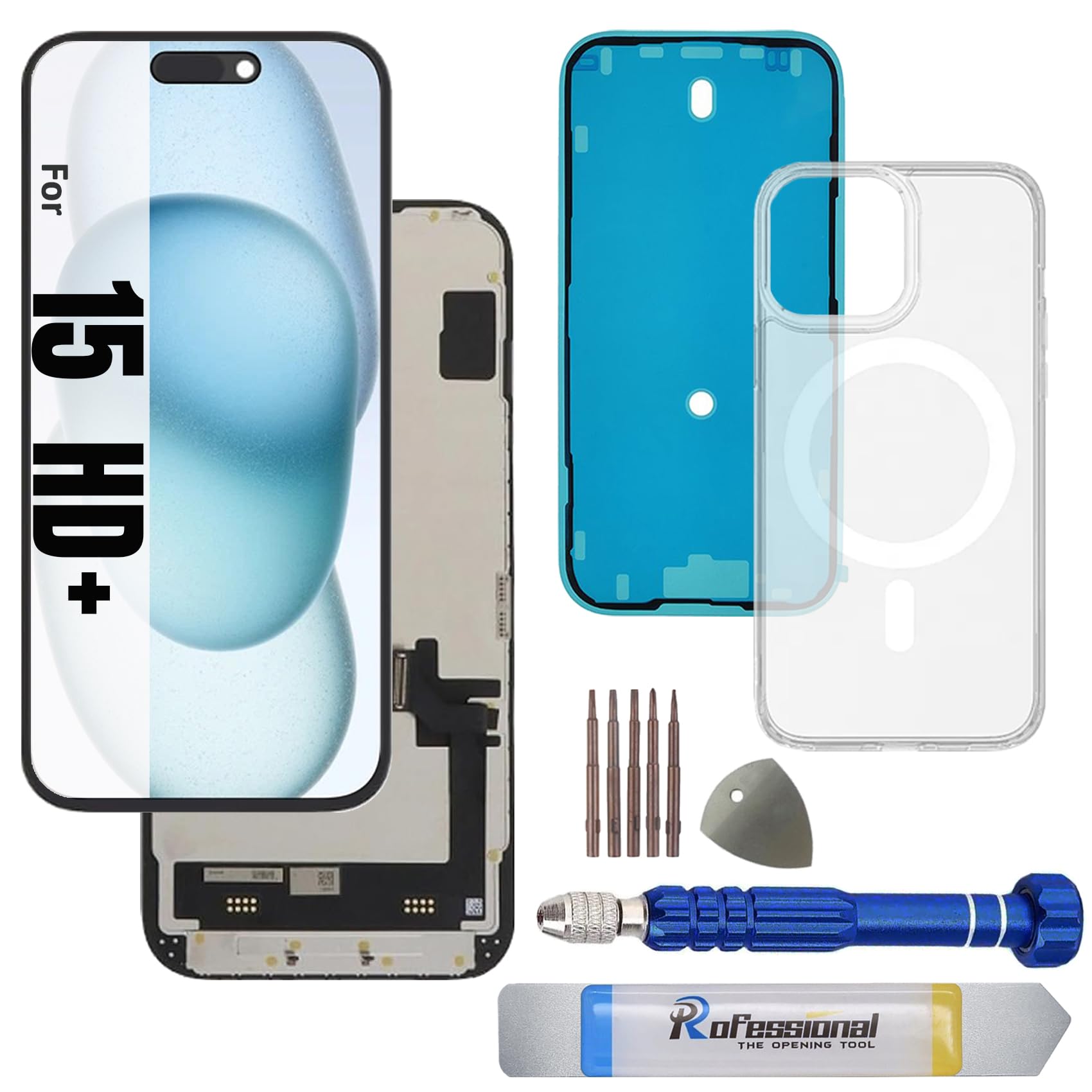 It'Go Écran Full INCELL pour iPhone 15 LCD Écran tactile de rechange avec outils Noir avec cadre Haute qualité