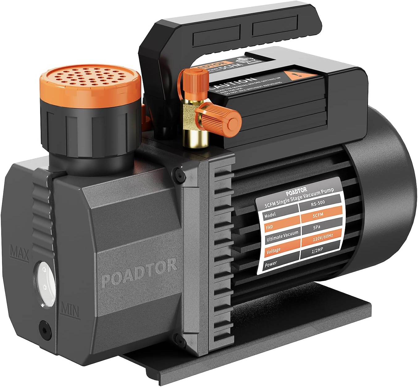 POADTOR 5CFM Vacuum Pump, 1Stage HVAC Vacuum Pump, 1/2HP
