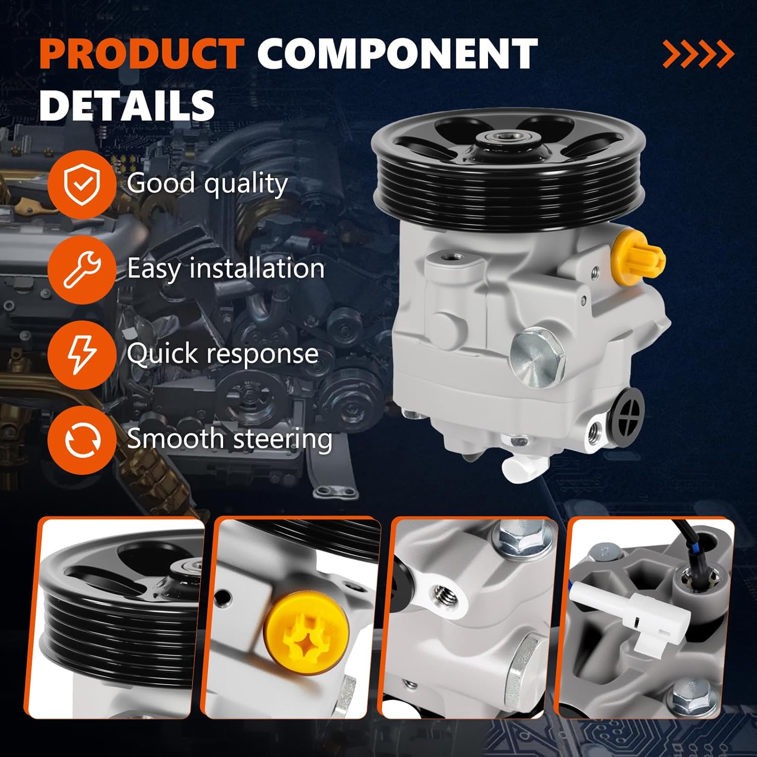 21-331 Power Steering Pump with Pulley Fits for 2009-2010 Forester 2.5L, 2008-2012 Impreza 2.0L 2.5L, OE-Quality Power Assist Pump, Replace OE 34430-FG020