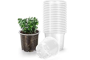 20 Pack Clear Plastic Pots for Plants - 5 Inch