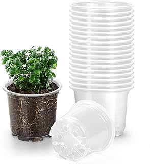 OUPSAUI 20 Pack 3.5 Inch Clear Nursery Pots for Plants, Clear Plastic Pl...