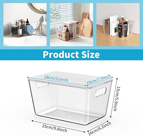 Miniatura 2 de Juego de organizador de refrigerador con tapa, organizador de caja de almacenamiento transparente, apilable, cajas organizadoras para refrigerador,