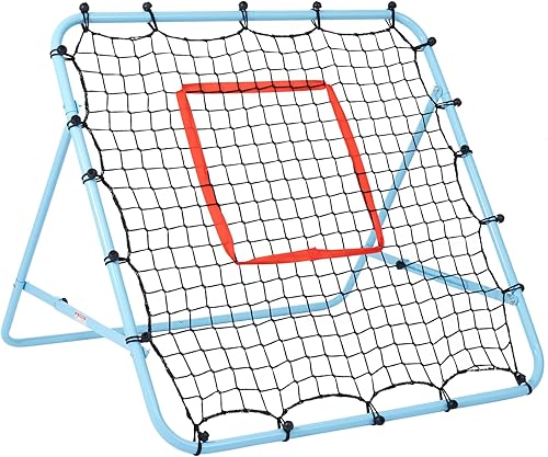 Miniatura 11 de Red de rebote ajustable para fútbol | Entrenador de fútbol con marco de acero | Red de rebote plegable portátil para práctica de pases y tiros |