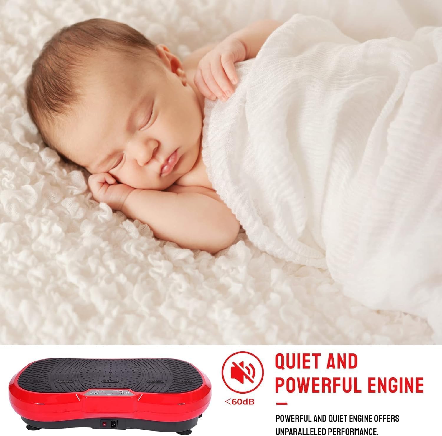 LIFERUN Vibrating Plate, 120 Intensity Levels, 10 Training Programs, Silent Motor, Home Fitness Device, Full Body Workout, Remote Control Massager 180kg,Red