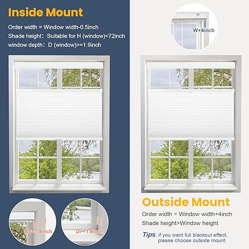 Miniatura 6 de SUNFREE Persianas celulares opacas de arriba hacia abajo, pantalla de ventana de panal para ventanas, 33 pulgadas de ancho x 64 pulgadas de alto,
