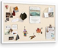 Vista 8 de Miratino Tablero de anuncios de 16 x 11 pulgadas, tableros de corcho de lino negro para paredes, marco de madera, tablero de fotos de corcho