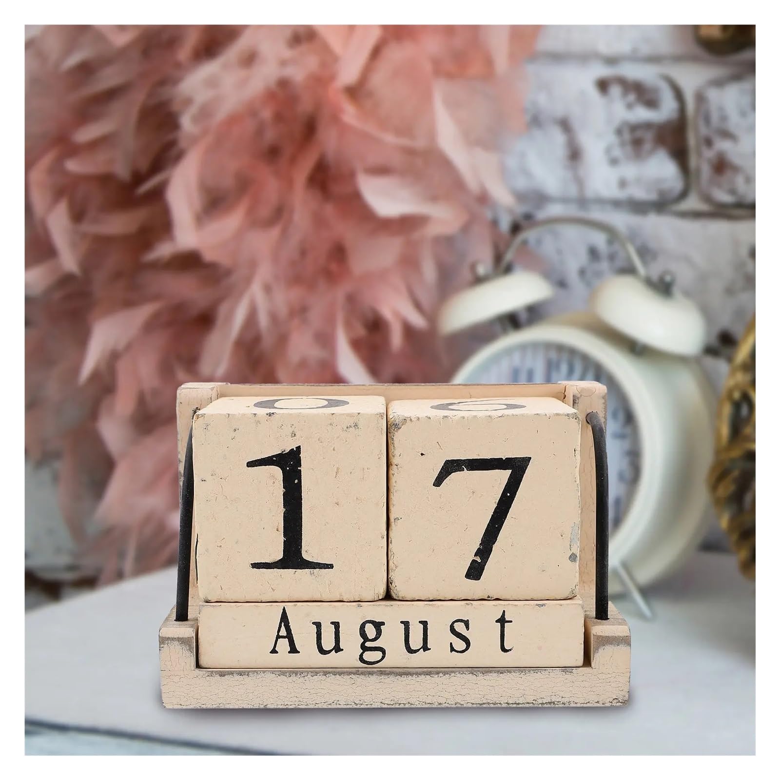 Calendrier De Bureau En Bois Style Vintage Rustique Effet Brûlé