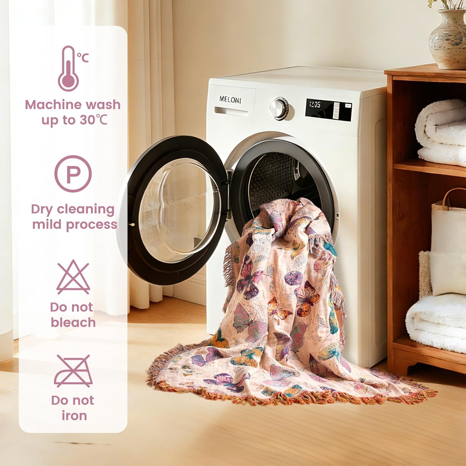 MSGKV Boho Throw Blanket for Bed Cotton Butterfly Twin Size Couch Blanket 60"x80" Muslin Spring Breathable All Seasons Lightweight Farmhouse Blankets