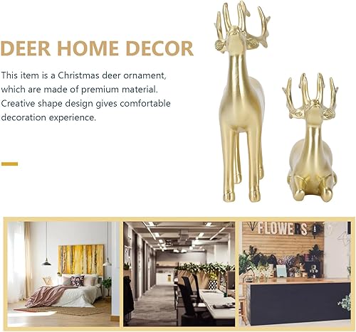 Miniatura 7 de Angoily 2 piezas de figuras de resina de reno de Navidad figuras de ciervos pequeños estatuas de animales esculturas modernas hechas a mano Artware