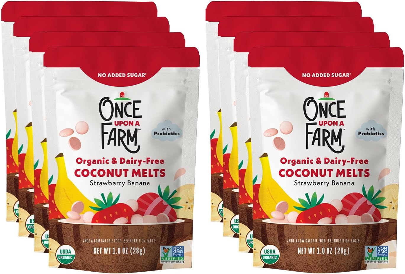 Organic Coconut Melts with Probiotics, Strawberry Banana, Dairy Free, Non GMO, Kosher, 1 Ounces (Pack of 8)