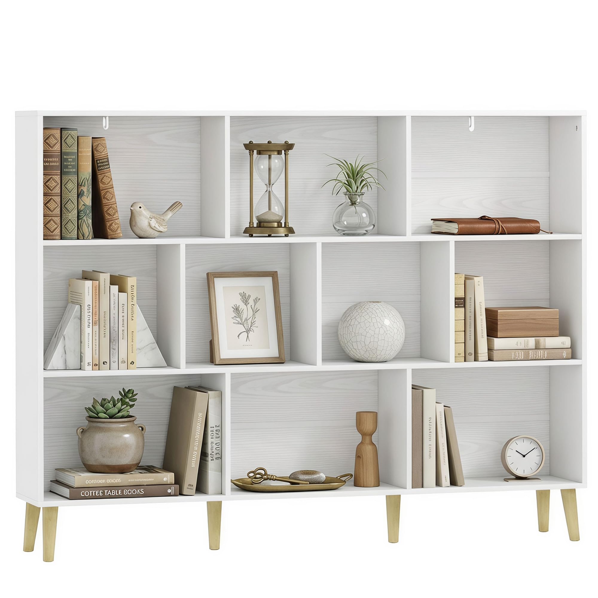 HOMCOM Bibliothèque à 3 Niveaux Moderne 140 x 24 x 107 cm Effet Bois Blanc