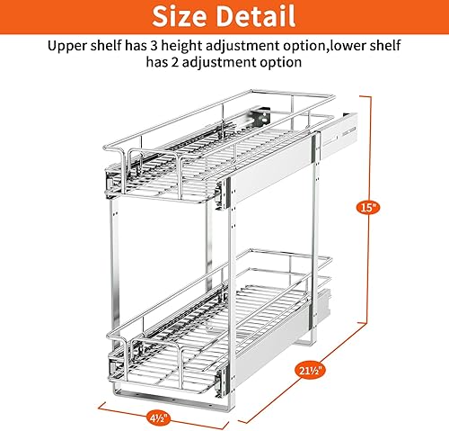 Miniatura 3 de ROOMTEC Organizador individual extraíble de armario (4.5 pulgadas de ancho x 21.5 pulgadas de profundidad), organizador de especias de 2 niveles