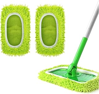 Reusable Microfiber Mop Pads, 2Pcs Chenille Velvet Washable Cleaning Cloths Washable Wet Pads Compatible with Mop for Surface Wood Floor Cleaning