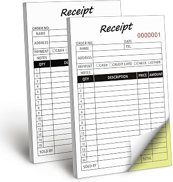 Homvle Invoice Receipt Book, 2-Part Carbonless Sales Invoice Book for Small Boutique Business