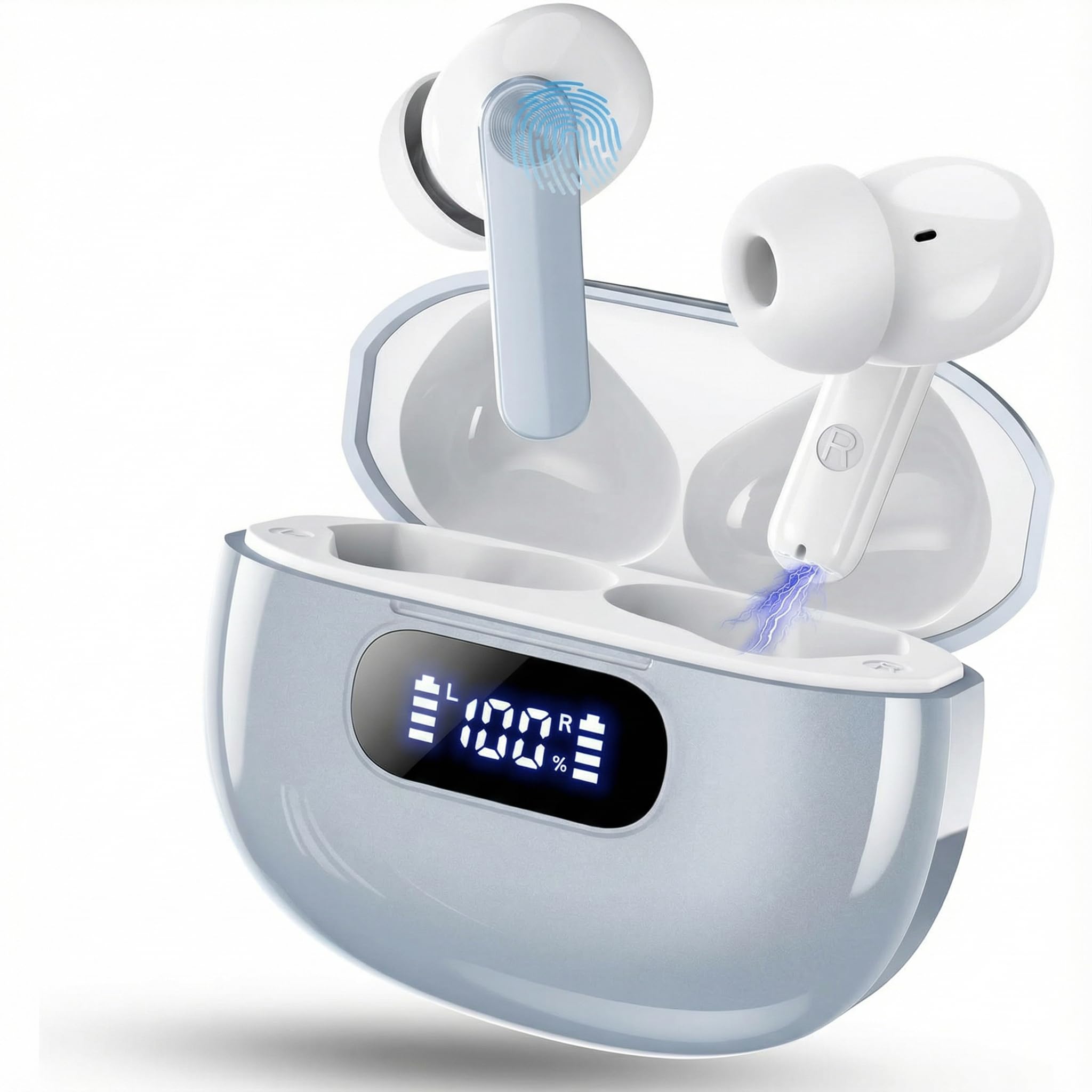 Wireless Earbuds Bluetooth 6 0 Wireless Headphones LED Digital Battery Display IPX7 Waterproof in Ear Headphones 56-Hour Playtime