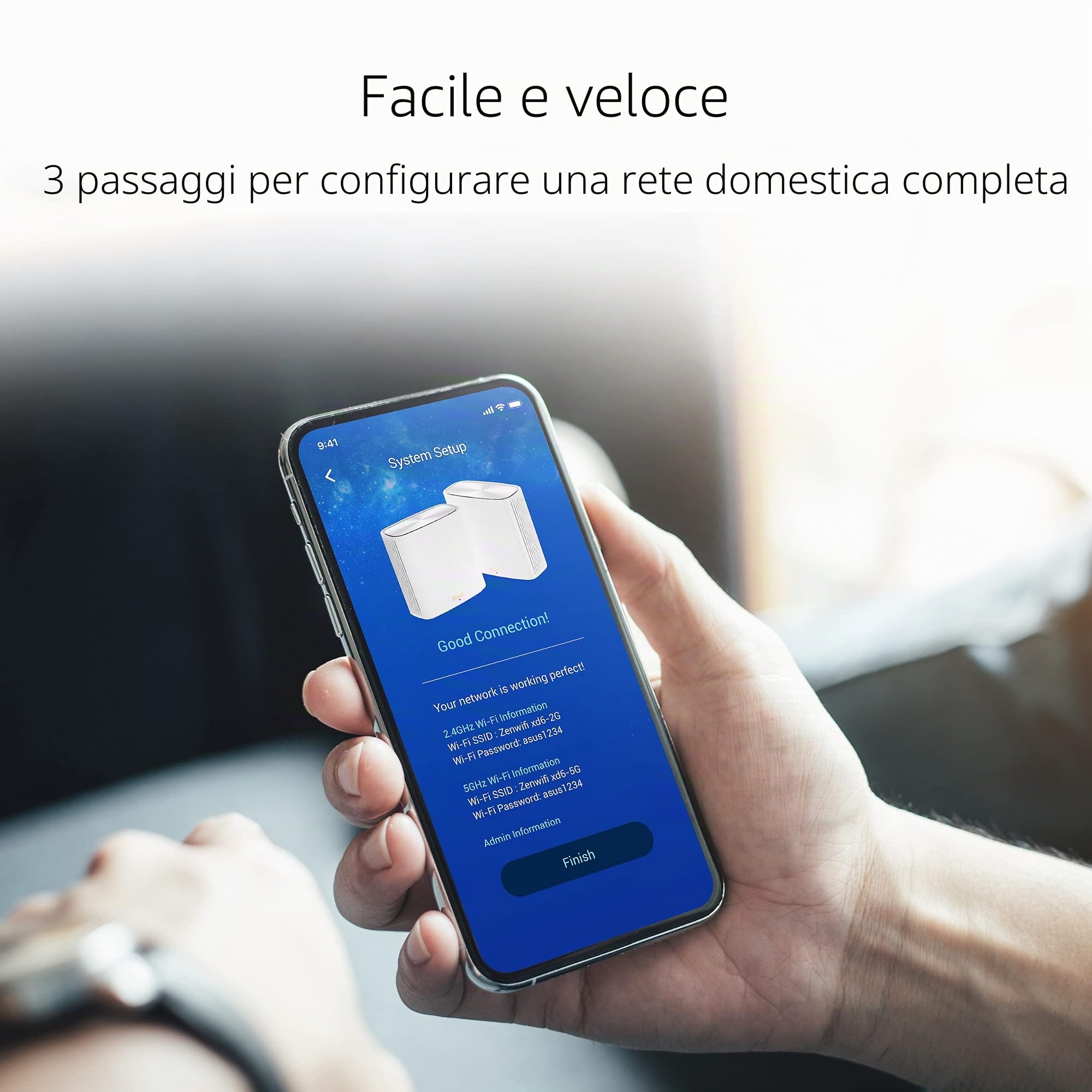 ASUS ZenWiFi XD6S AX5400 - Sistema WiFi Mesh, Per Modem Operatore e ONT, WiFi 6, Protezione Internet Integrata, Gestione Tramite App, Supporto Installazione a Muro, 2 Pezzi, Bianco