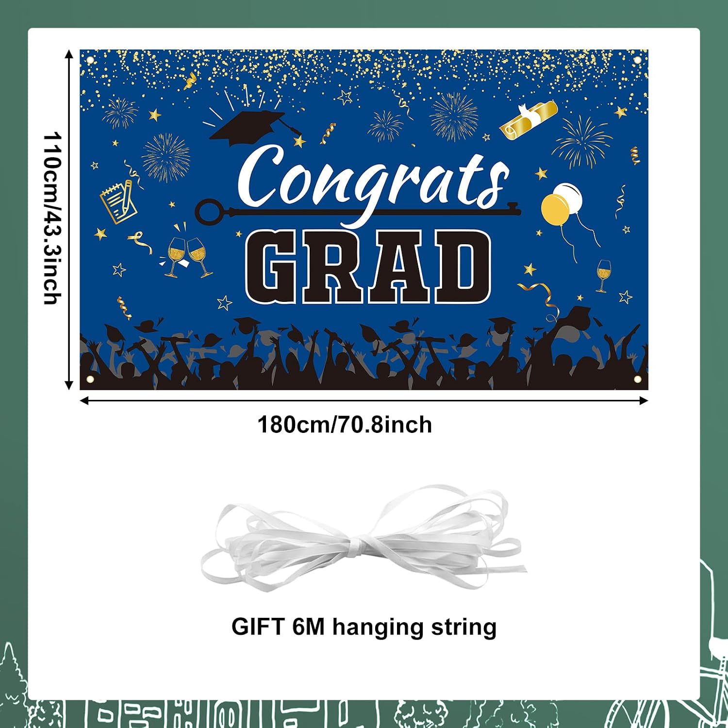 GRESATEK Graduation Backdrop Banner Decorations, Congrats Class of 2022 ...