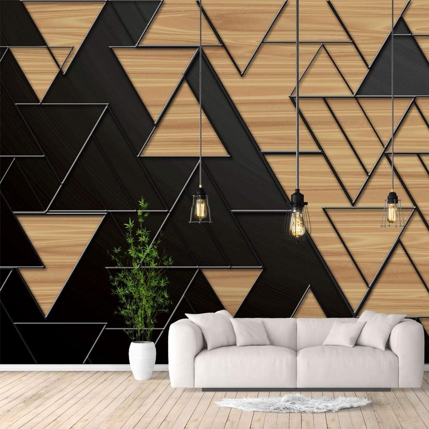 Grand papier peint décor peintures géométriques salon et chambre