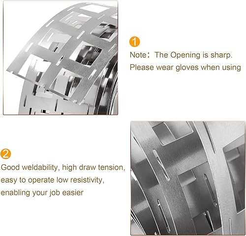 Miniatura 5 de MECCANIXITY 1 rollo de tira de acero niquelado de 16.4ft, placa de conexión de cinta de acero para batería y soldadura por puntos, 1.870 x 0.006in