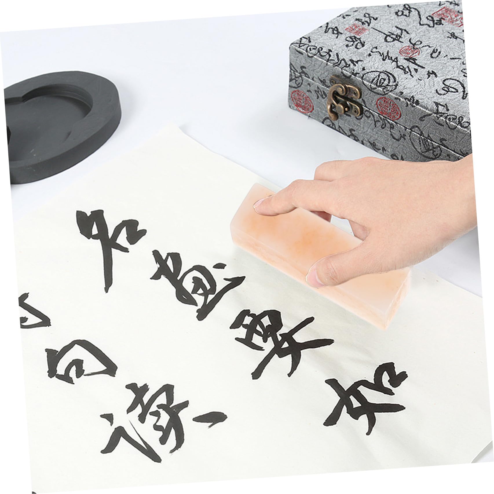 SOLUSTRE Chinesisches Kalligraphie Satz für Anfänger mit Vier Schätzen Des Studiums Holz und Wolfshaarpinsel Tuschepapier und Reibstein für Kalligraphie und Malerei